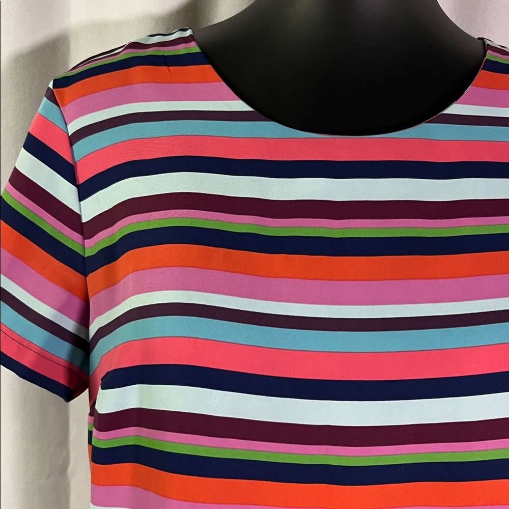 Cynthia Rowley Multicolor Striped Short Sleeve Shift Dress - Picture 5 of 16